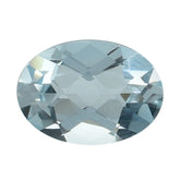 AQUAMARINE CHECKER CUT OVAL 7x5MM 0.80 Cts.