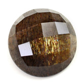 BLACK GOLDEN SUNSTONE CHECKER CUT ROUND CAB 14MM 7.85 Cts.