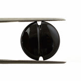 BLACK ONYX LENTIL ROUND WITH CARVED BELT (DES#25) 15MM 11.85 Cts.