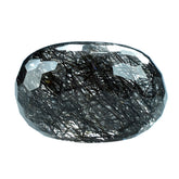 BLACK RUTILE QUARTZ FACETED TUMBLE OVAL 15X12MM 14.55 Cts.