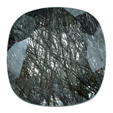 BLACK RUTILE QUARTZ CUT CUSHION 14MM 10.29 Cts.