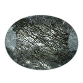 BLACK RUTILE QUARTZ CUT OVAL 16X12MM 8.40 Cts.