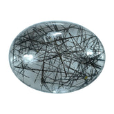 BLACK RUTILE QUARTZ OVAL CAB 16X12MM 8.85 Cts.