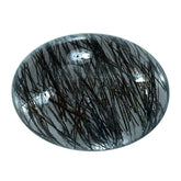 BLACK RUTILE QUARTZ OVAL CAB 15X11MM 7.40 Cts.
