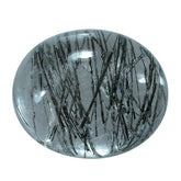 BLACK RUTILE QUARTZ OVAL CAB 10X8MM 2.49Cts.