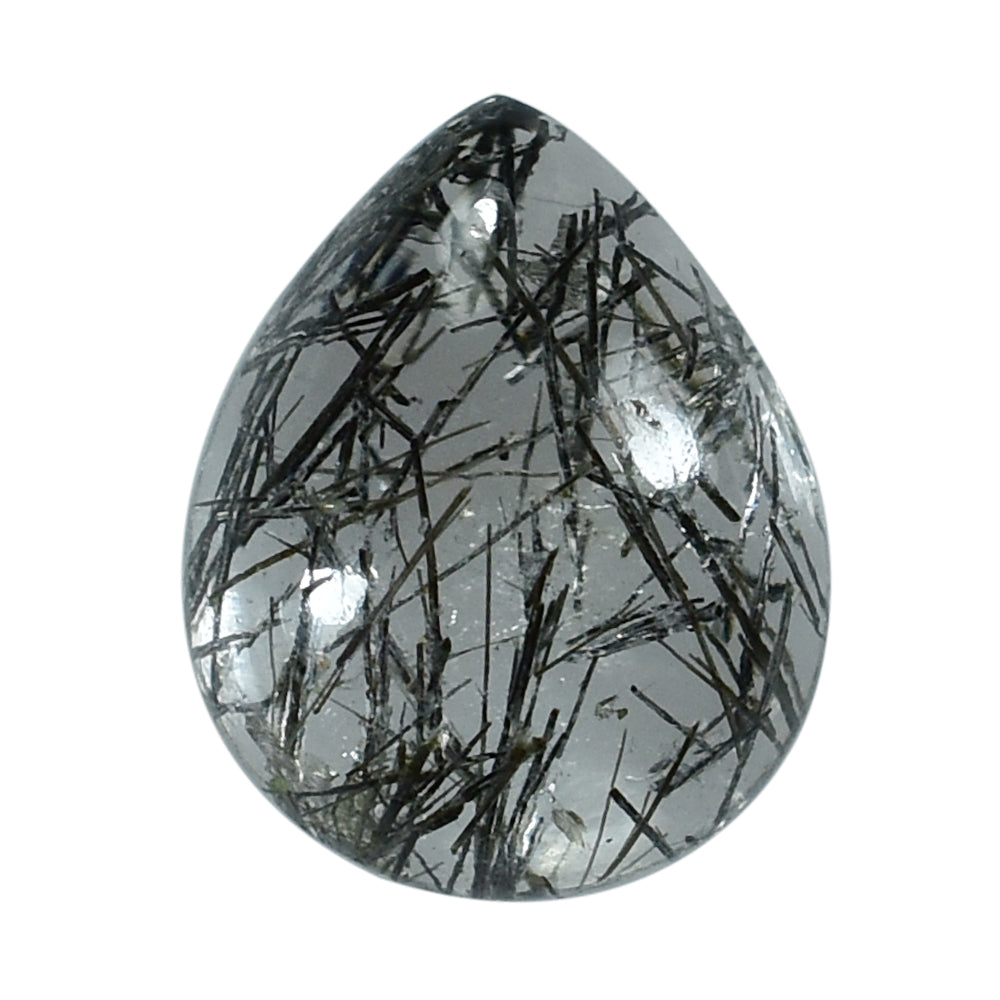 BLACK RUTILE QUARTZ PEAR CAB 10X8MM – Jaipur Gem