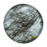 BLACK RUTILE QUARTZ ROSE CUT BRIOLETTE ROUND 12MM 3.79 Cts.