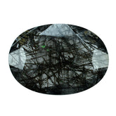 BLACK RUTILE QUARTZ BOTH SIDE TABLE CUT OVAL 18X13MM 7.28 Cts.