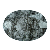 BLACK RUTILE QUARTZ BOTH SIDE TABLE CUT OVAL 18X13MM 7.37 Cts.