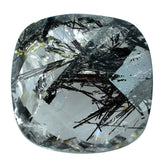 BLACK RUTILE QUARTZ CHECKER BRIOLETTE CUSHION 18MM (HALF DRIL) 19.48 Cts.