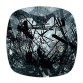 BLACK RUTILE QUARTZ CUT CUSHION 14MM (MANY BLACK RUTILE/CLEAN) 9.86 Cts.
