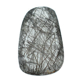 BLACK RUTILE QUARTZ BOTH SIDE TABLE CUT TAPERED 15.22X10X7.80MM 4.55 Cts.