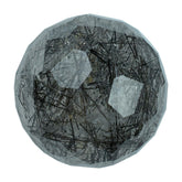 BLACK RUTILE QUARTZ IRREGULAR FACETED ROUND CAB 12MM 7.76 Cts.
