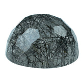 BLACK RUTILE QUARTZ IRREGULAR FACETED ROUND CAB 12MM 7.76 Cts.