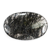 BLACK RUTILE QUARTZ PLAIN LENTIL OVAL 61X40MM 246.70 Cts.