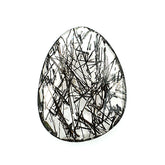 BLACK RUTILE QUARTZ ROSE CUT BRIOLETTE PEARISH 12.70X9.70MM 2.44 Cts.