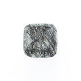 BLACK RUTILE QUARTZ MANY RUTILE CHECKER CUT CUSHION CAB (MILKY)(SI) 8.00X8.00 MM 0.38 Cts.
