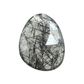 BLACK RUTILE QUARTZ MANY RUTILE (MILKY)(HI) ROSE CUT BRIOLETTE PEARISH 15.00X12.00 MM 5.55 Cts.