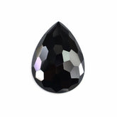BLACK SPINEL IRREGULAR FACETED PEAR CAB 22X16MM 14.76 Cts.