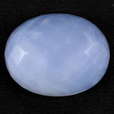 NATURAL CHALCEDONY CHECKER CUT OVAL CAB 24X19MM 28.30 Cts.