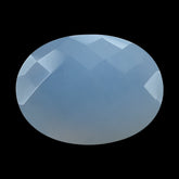 NATURAL CHALCEDONY CHECKER CUT OVAL 20X15MM 15.68 Cts.