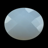 NATURAL CHALCEDONY CHECKER CUT OVAL 12X10MM 3.92 Cts.