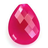 DYED RED FUCHSIA CHALCEDONY BRIOLETTE PEAR (HALF DRILL) 20X15MM 11.80 Cts.