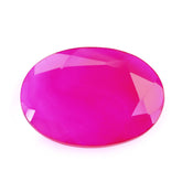 DYED RED FUCHSIA CHALCEDONY BOTH SIDE TABLE CUT OVAL 14X10MM 2.88 Cts.
