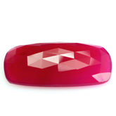 DYED RED FUCHSIA CHALCEDONY ROSE CUT CUSHION CAB 33X22MM 25.15 Cts.
