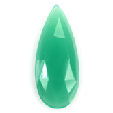 DYED CHRYSOPRASE CHALCEDONY ROSE CUT PEAR CAB 27X11MM 8.3 Cts.
