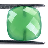DYED CHRYSOPRASE CHALCEDONY BRIOLETTE CUSHION (TWO HALF DRILL) 14MM 8.8 Cts.
