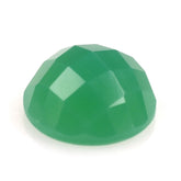 DYED CHRYSOPRASE CHALCEDONY CHECKER ROUND CAB 8MM 1.78 Cts.