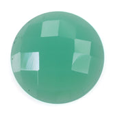 DYED CHRYSOPRASE CHALCEDONY CHECKER ROUND CAB 13MM 2.38 Cts.