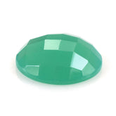 DYED CHRYSOPRASE CHALCEDONY CHECKER ROUND CAB 13MM 2.38 Cts.