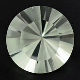 GREEN AMETHYST ROUND DIAMOND CUT WITH ONE FACE POLISH ONE UNPOLISH 17MM 14.15 Cts.
