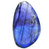 GREY LABRADORITE ROSE CUT IRREGULAR PEARISH CAB 25X14MM (BLUE/HI) 9.97 Cts.