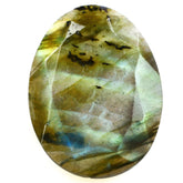 GREY LABRADORITE ROSE CUT BACK IRREGULAR OVAL 21X15MM 9.05 Cts.