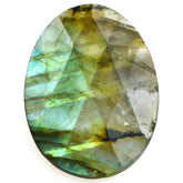 GREY LABRADORITE ROSE CUT BACK IRREGULAR OVAL 21X15MM 9.05 Cts.