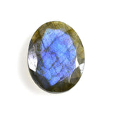 GREY LABRADORITE ONE SIDE ROSE CUT & ONE SIDE TABLE CUT OVAL (BLUE GREEN SHINE) 15X11MM 4.31 Cts.