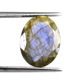 GREY LABRADORITE ONE SIDE ROSE CUT & ONE SIDE TABLE CUT OVAL (BLUE GREEN SHINE) 15X11MM 4.31 Cts.