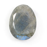 GREY LABRADORITE TABLE CUT ON TOP ROSE CUT BACK IRREGULAR OVAL (BLUE GREEN SHINE) 14.30X10.50 MM 4.24 CTS