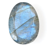 GREY LABRADORITE TABLE CUT ON TOP ROSE CUT BACK IRREGULAR OVAL (BLUE GREEN SHINE) 21X15 MM 9.26 CTS