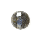 LABRADORITE CHECKER ROUND CAB (BLUE GREEN POWER)(SOME BLACK SPOTS & CRACKS) 8.00X8.00 MM 1.78 CTS
