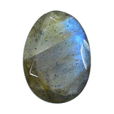 COPPER LABRADORITE ONE SIDE ROSE CUT BACK SIDE TABLE CUT OVAL (MANY BLACK SPOT & CRACK) 11.00X8.00 MM 2.27 Cts.