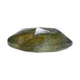 COPPER LABRADORITE ONE SIDE ROSE CUT BACK SIDE TABLE CUT OVAL (MANY BLACK SPOT & CRACK) 11.00X8.00 MM 2.27 Cts.