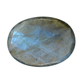 BLUE GREEN LABRADORITE (OPAQUE/MANY BLACK SPOT & CRACK) ROSE CUT BRIOLETTE OVAL 18.00X13.00 MM 6.75 Cts.