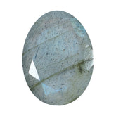 BLUE GREEN LABRADORITE (OPAQUE/MANY BLACK SPOT & CRACK) ONE SIDE ROSE CUT BACK SIDE TABLE CUT OVAL 14X11MM 4.33 Cts.
