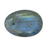 BLUE GREEN LABRADORITE (OPAQUE/BLACK SPOT & CRACK) ONE SIDE ROSE CUT BACK SIDE TABLE CUT OVAL 11X8MM 2.25 Cts.