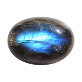 BLUE GREEN LABRADORITE (OPAQUE/MANY BLACK SPOT & CRACK) PLAIN OVAL CAB 18X13 MM 13.17 Cts.