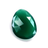 GREEN ONYX ROSE CUT BRIOLETTE IRREGULAR PEAR 16X12MM 4.89 Cts.